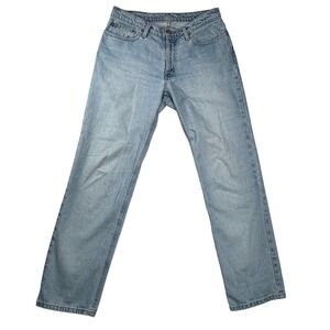 VTG Polo Jeans Co Saturday Jean Size 6 Light Wash Blue Distressed Straight Leg